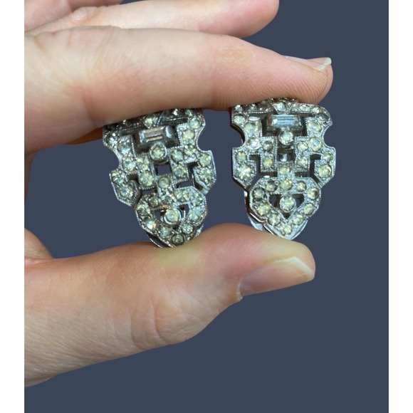 Antique art deco rhinestone shoe/fur clip pair - Picture 2 of 5